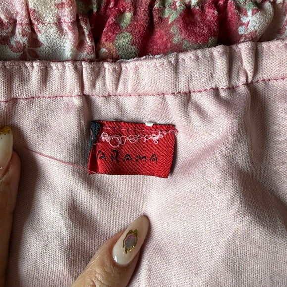 Vintage ARAMA Pink Floral Patchwork Slip Dress Lace Strap Cottagecore A-Line - Picture 9 of 12